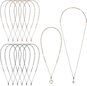 12 Pcs Adjustable Necklace Cords for Pendants Vintage Necklace Cord Rope String Double Knotted Handmade Craft Men Choker with Metal Ring for Hanging Pendants Women Gifts 14-26 Inch Black Brown
