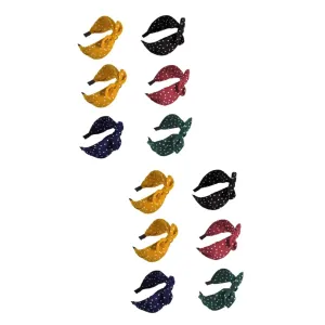 12pcs Knotted Hair Hoops Bowknot Headbands for Women Chic Patterned Headwraps Yellow Khaki Elegant Design for Daily Wear and Special Occasions