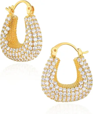 14K Gold Plated Chunky Hoops | Lightweight Gold Hoop Earrings for Women Hypoallergenic Trendy Chunky Gold Hoops Earrings Dainty Jewelry for Women