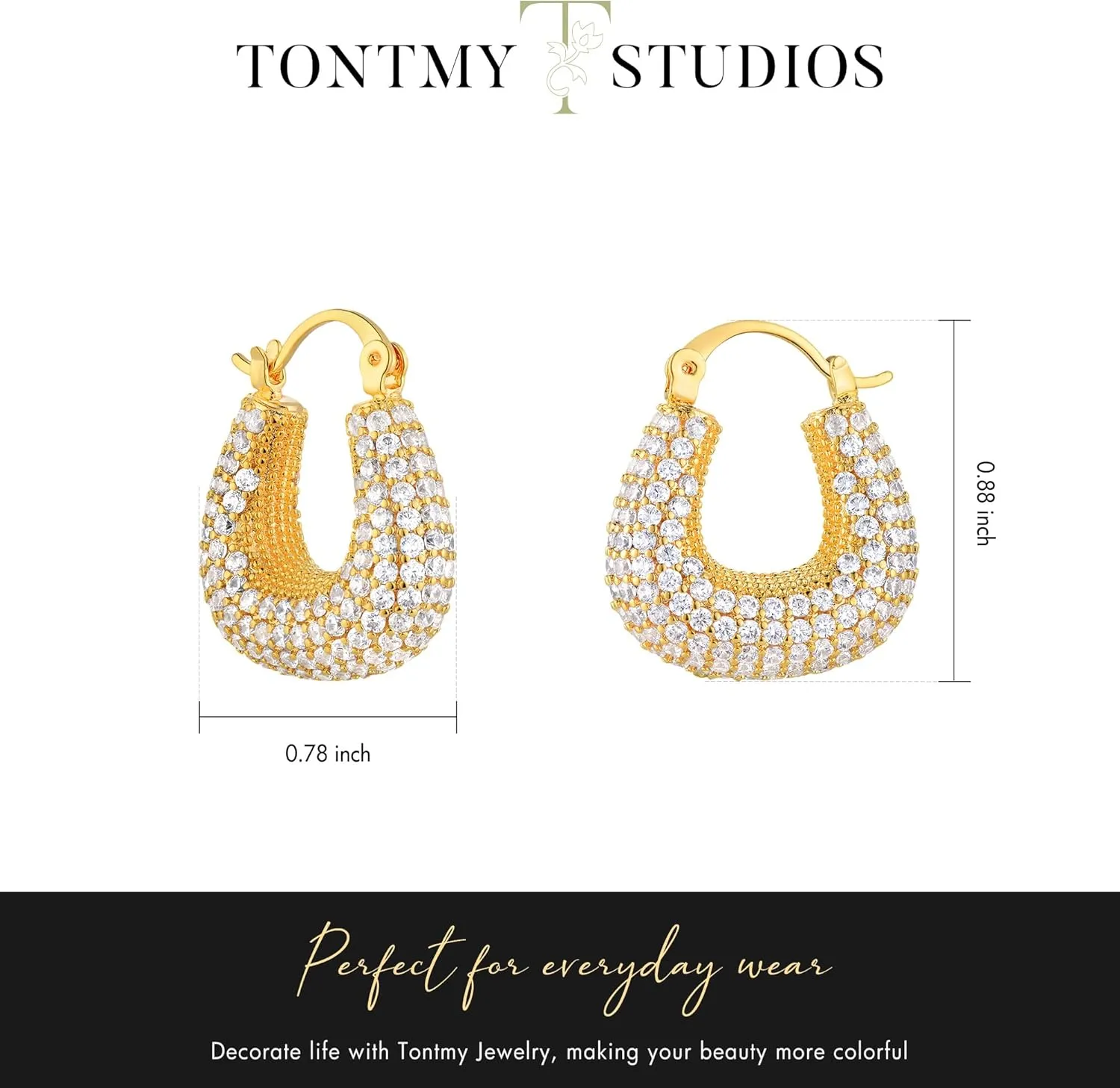 14K Gold Plated Chunky Hoops | Lightweight Gold Hoop Earrings for Women Hypoallergenic Trendy Chunky Gold Hoops Earrings Dainty Jewelry for Women