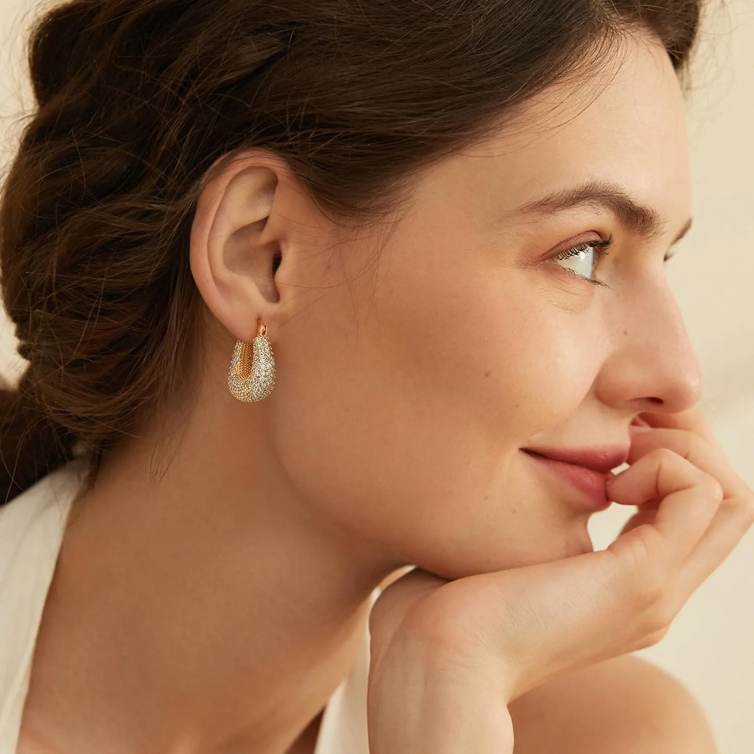 14K Gold Plated Chunky Hoops | Lightweight Gold Hoop Earrings for Women Hypoallergenic Trendy Chunky Gold Hoops Earrings Dainty Jewelry for Women