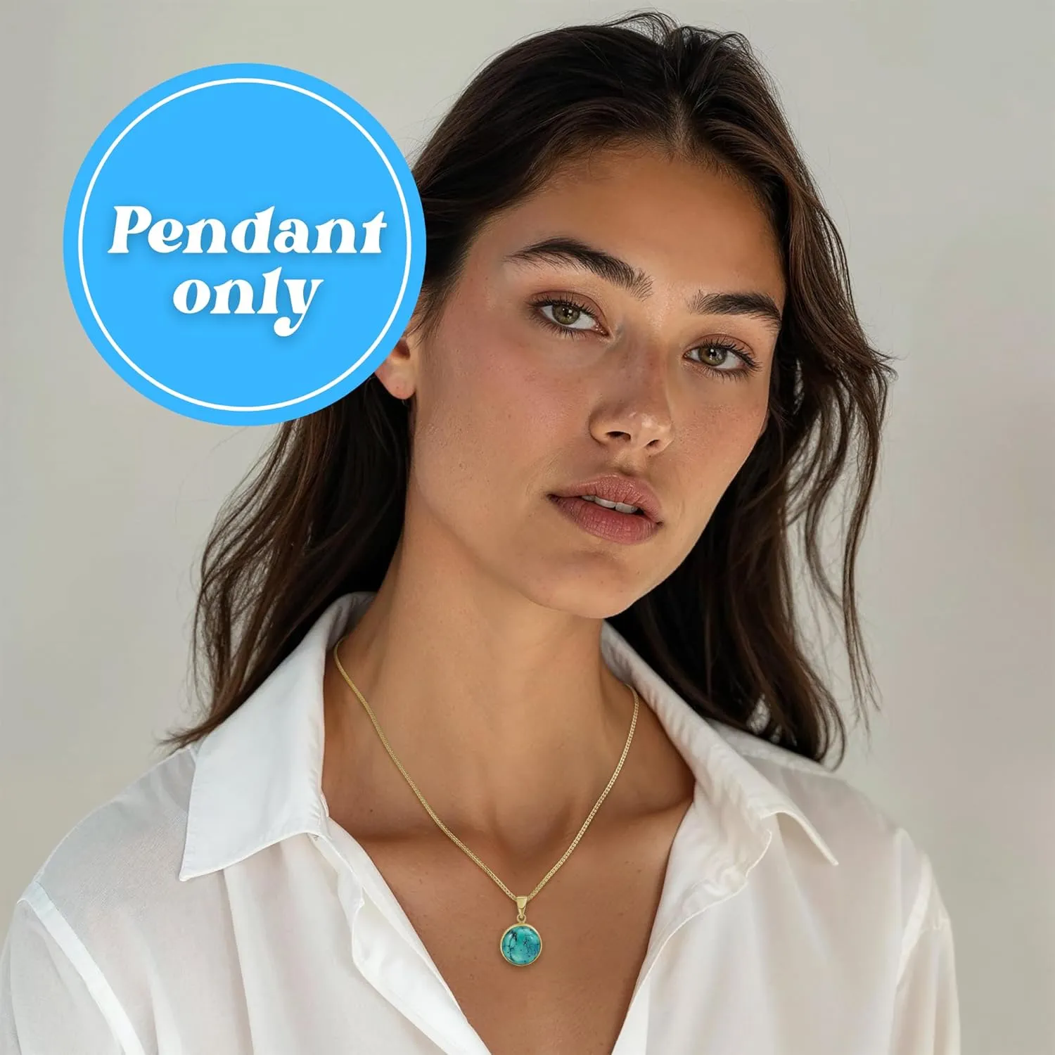 14K Gold Turquoise Pendants for Women - Solid Gold Pendant - Turquoise Pendant - Gold Pendant - Birthday Pendant - Minimalist Jewelry - Turquoise Jewelry for Women - Pendant Only