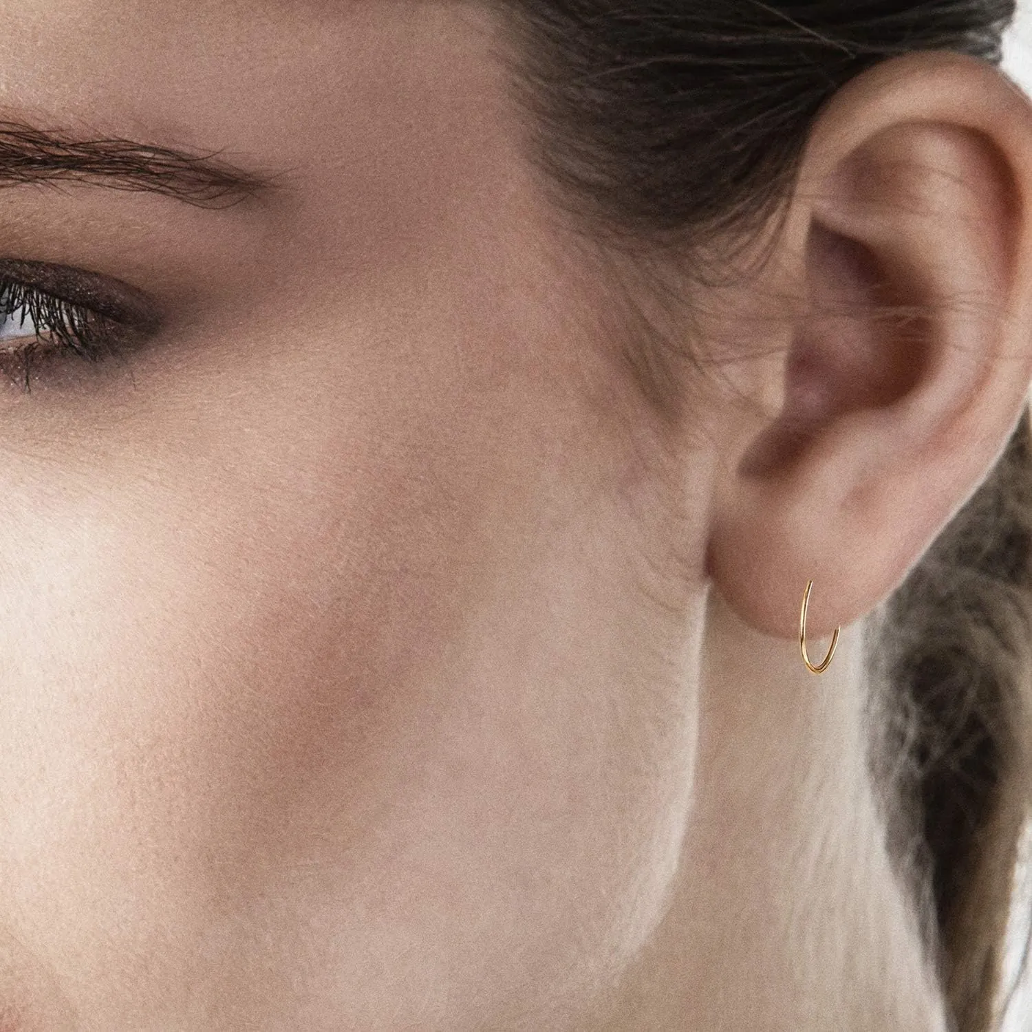 14k Yellow Gold Endless Hoop Earrings Round Flexible Thin Small little Continuous Real Pure Gold Hoops