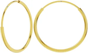 14k Yellow Gold Endless Hoop Earrings Round Flexible Thin Small little Continuous Real Pure Gold Hoops