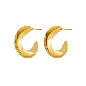 18K Hoop Earrings,Minimalist Earrings,Gold Hoop Earrings,Twisted Earrings,Earrings,Stud Earrings,Twisted Hoop,Gold Earrings,Gift for Her (Steel)