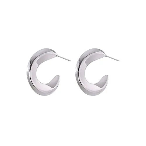 18K Hoop Earrings,Minimalist Earrings,Gold Hoop Earrings,Twisted Earrings,Earrings,Stud Earrings,Twisted Hoop,Gold Earrings,Gift for Her (Steel)