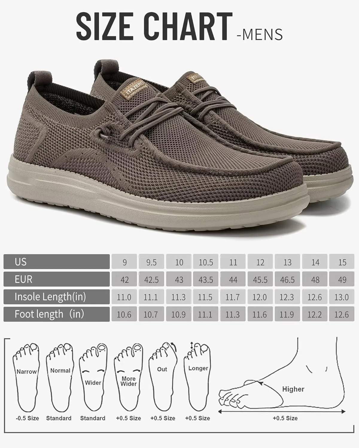 1TAZERO Wide-Shoes for Men - Toe-Box Walking Shoes with Arch Support
