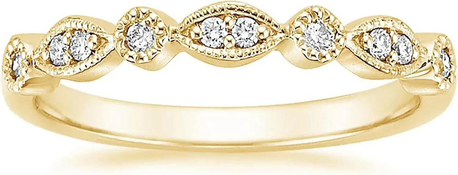 2 in 1 Simulated Diamond Ring Set Stackable Rings for Women Anniversary Ring Engagement Ring Exquisite Jewelry (Gold, 8)