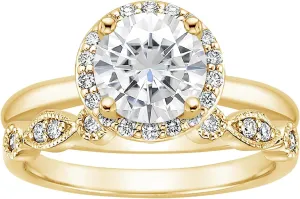 2 in 1 Simulated Diamond Ring Set Stackable Rings for Women Anniversary Ring Engagement Ring Exquisite Jewelry (Gold, 8)