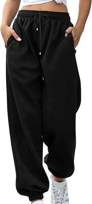 2023 Sweatpants for Women Trendy Plaid High Waist Wide Leg Pants Work Casual Loose Fit Fall Fleece Lounge Joggers