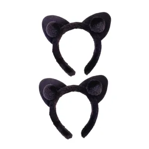 2pcs Cat Ear Headband Fuzzy Hairband for Women Cat Ear Clips Hard Hair Bands for Women Elastic Hair Hoops