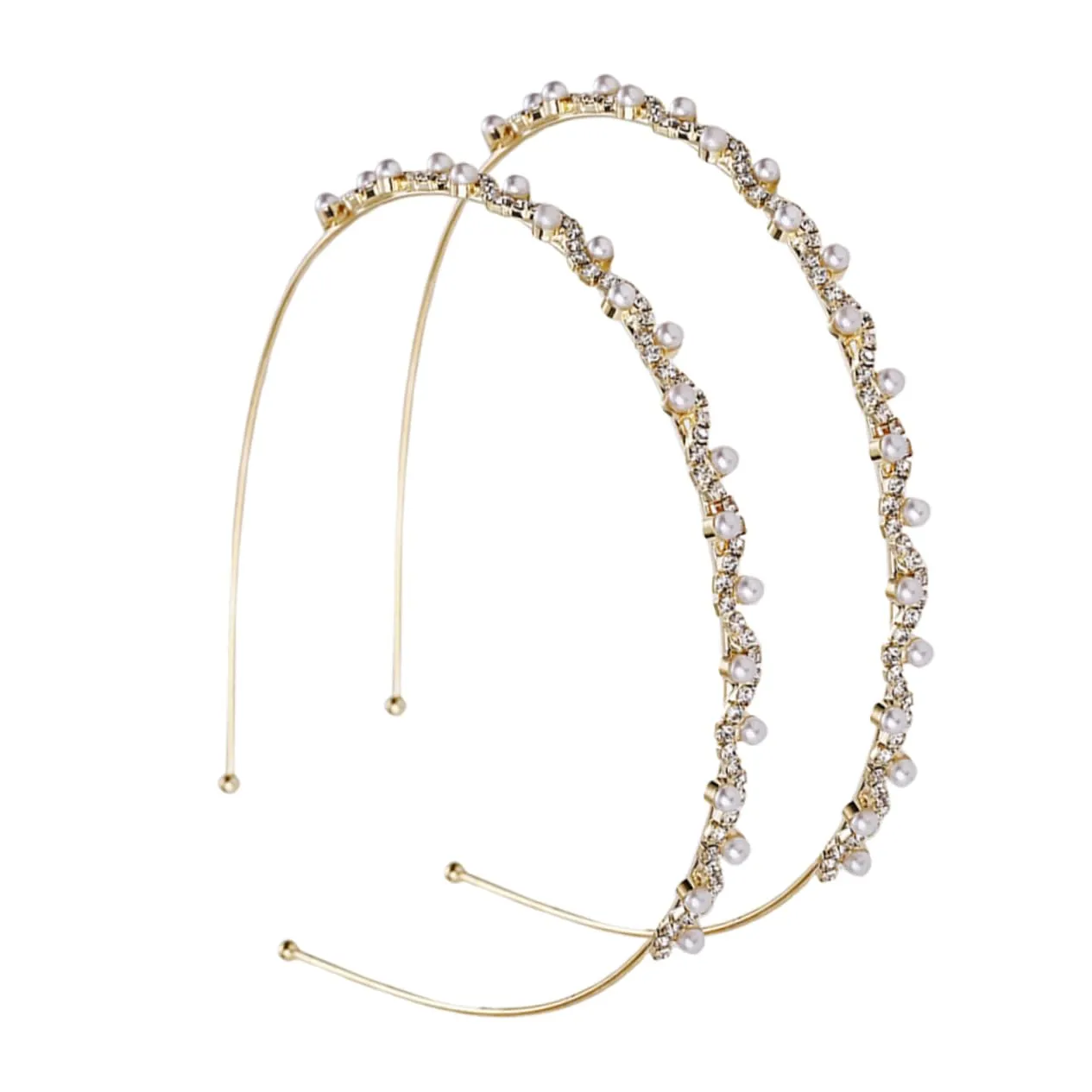 2Pcs Elegant Pearl Rhinestone Hair Accessory Headband for Women Lightweight Comfortable for Home Parties and Banquets Creative Face Wash Headband