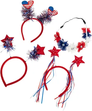 4Pcs Independence Day Hair Hoops Creative Headdress for Fourth of July Parties Durable Flexible Hairbands for Adults Usa Themed Accessories for Celebrations