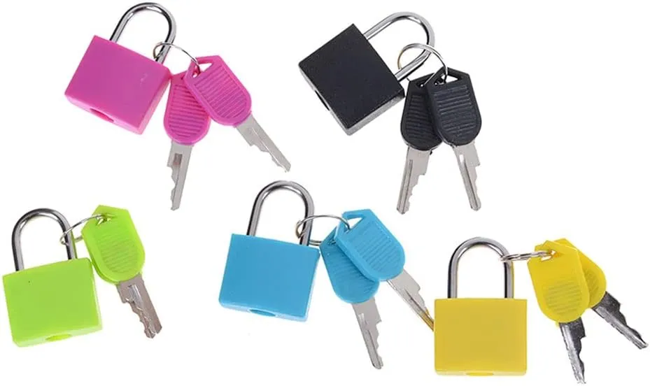 7 Pack Plastic Mini Padlock with Keys Travel Suitcase Lock Luggage Lock Bag Padlock Tiny Lock Portable