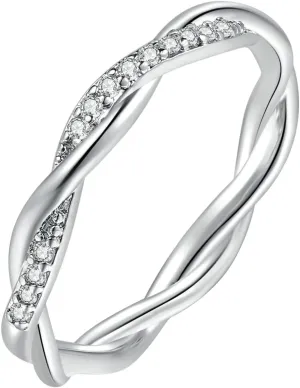 925 Sterling Silver Ring for Women Twisted Rope Infinity Cubic Zirconia Eternity Wedding Band Promise Stackable Rings