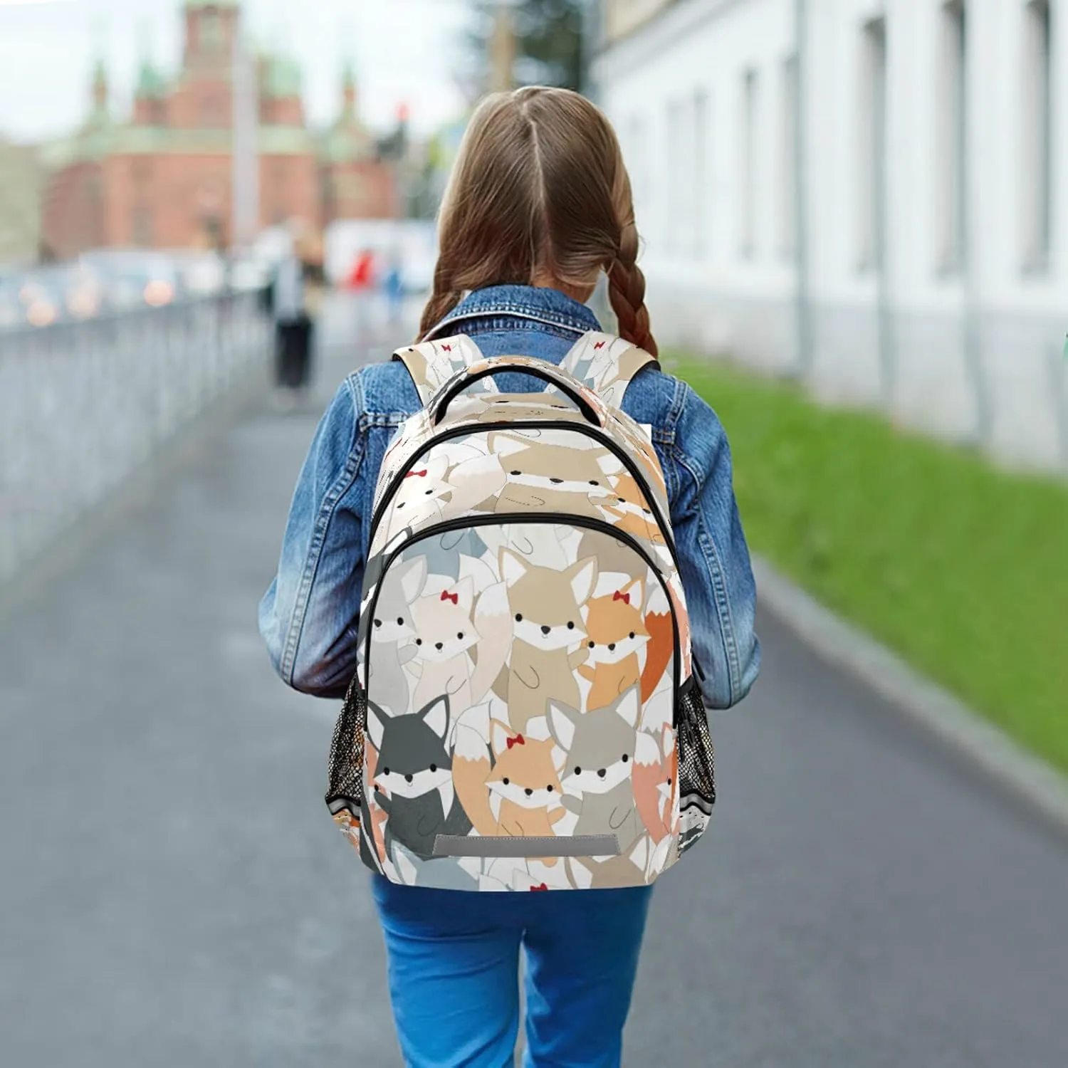 ALAZA Cute Fox Print Animal Backpack For women Bookbag Travel Daypack