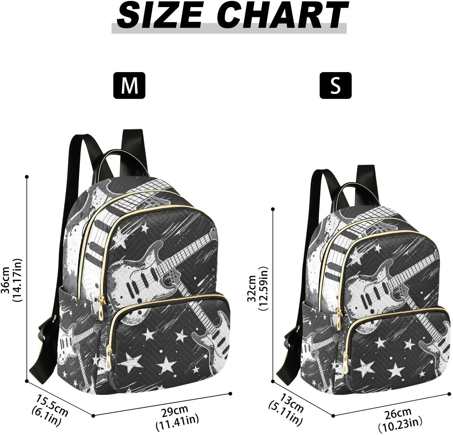 ALAZA Women Mini Backpack Purse Bag Lightweight Casual Daily Travel Backpack Guitar Rock N Roll Back Pack Fashion Multipurpose Shoulder Bag,S