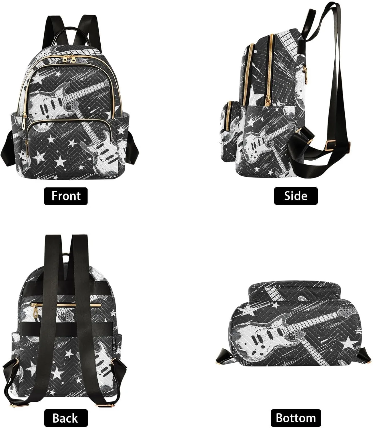 ALAZA Women Mini Backpack Purse Bag Lightweight Casual Daily Travel Backpack Guitar Rock N Roll Back Pack Fashion Multipurpose Shoulder Bag,S