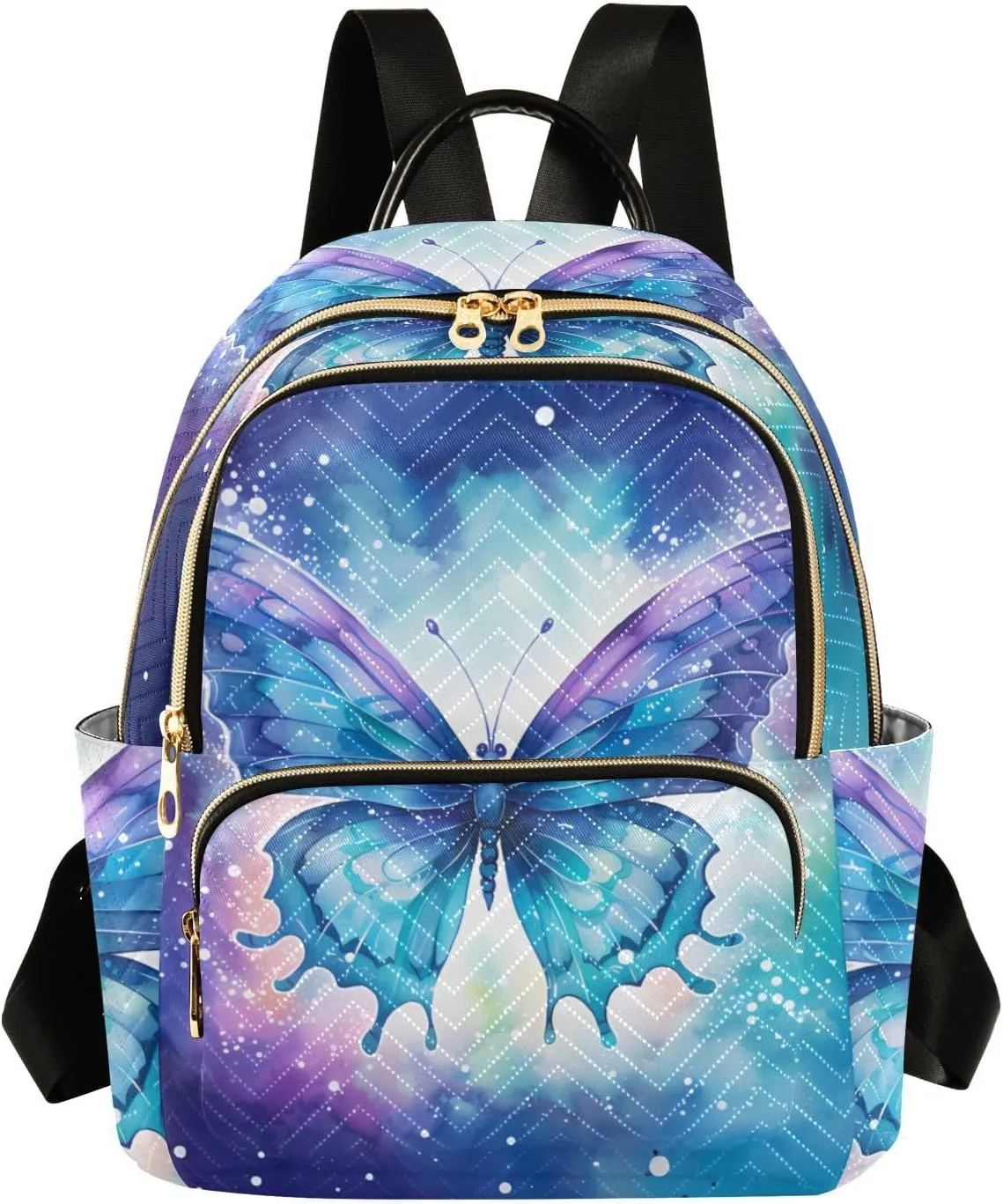 ALAZA Women Mini Backpack Purse Bag Lightweight Casual Daily Travel Backpack Watercolor Blue Butterfly Back Pack Fashion Multipurpose Shoulder Bag,M