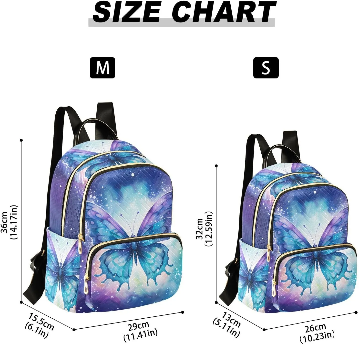 ALAZA Women Mini Backpack Purse Bag Lightweight Casual Daily Travel Backpack Watercolor Blue Butterfly Back Pack Fashion Multipurpose Shoulder Bag,M