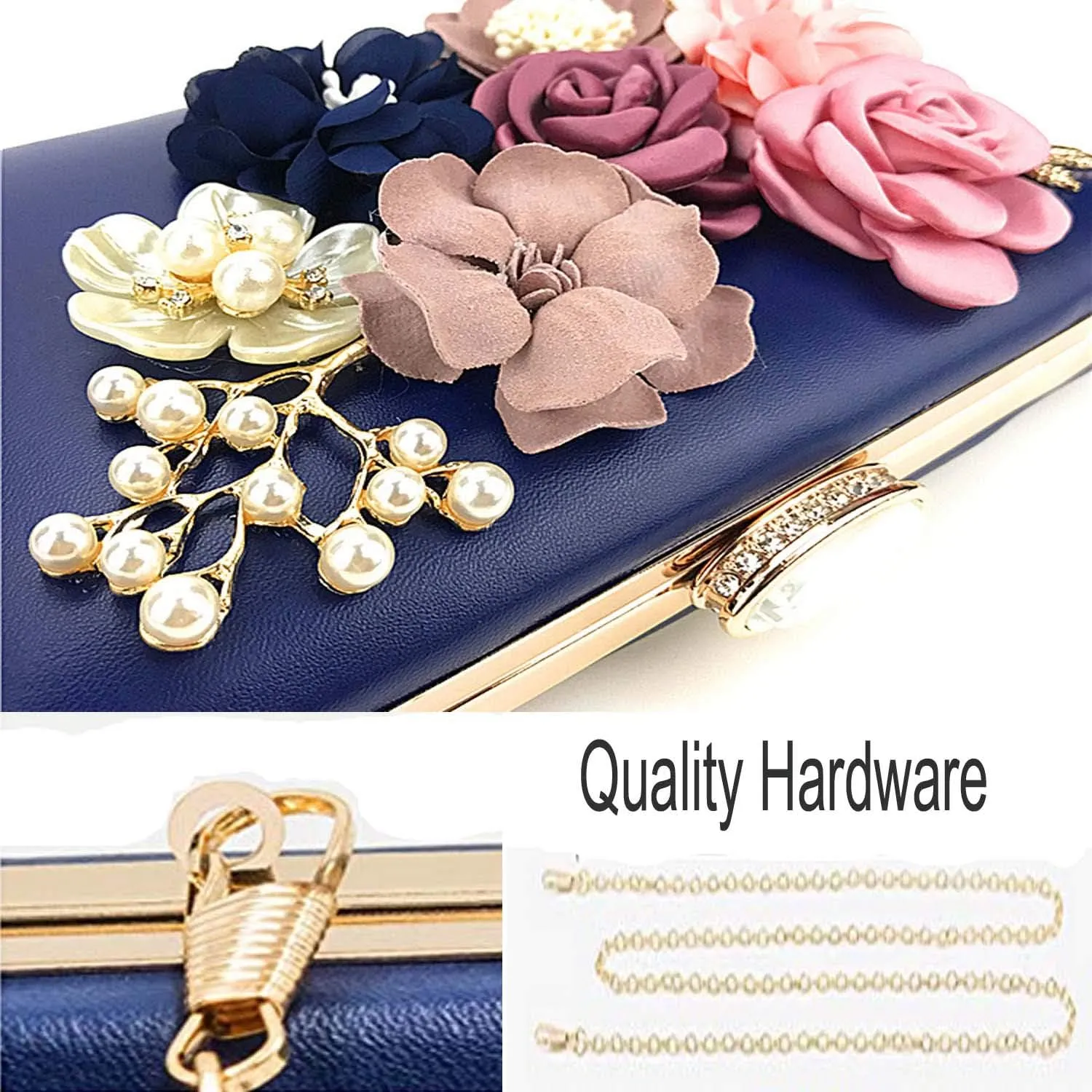 Amaze Flower Clutch Purse for Women Floral Evening Bags for Wedding Bride Formal Party