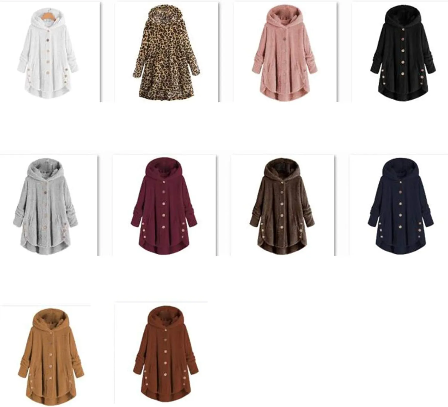 Andongnywell Women Oversized Sherpa Hoodie Fuzzy Fleece Jacket Single row buttons Outerwear Coat with Pockets (Wine Red,4X-Large)