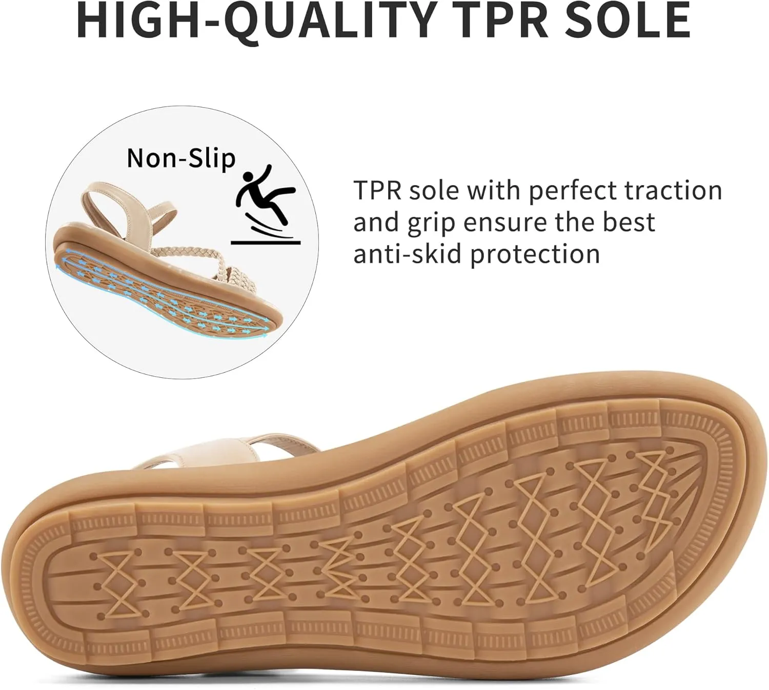 Aomigoct Dressy Womens Sandals Summer: Comfortable Strappy Flats Sandals Women - Beach Walking Woman Shoes