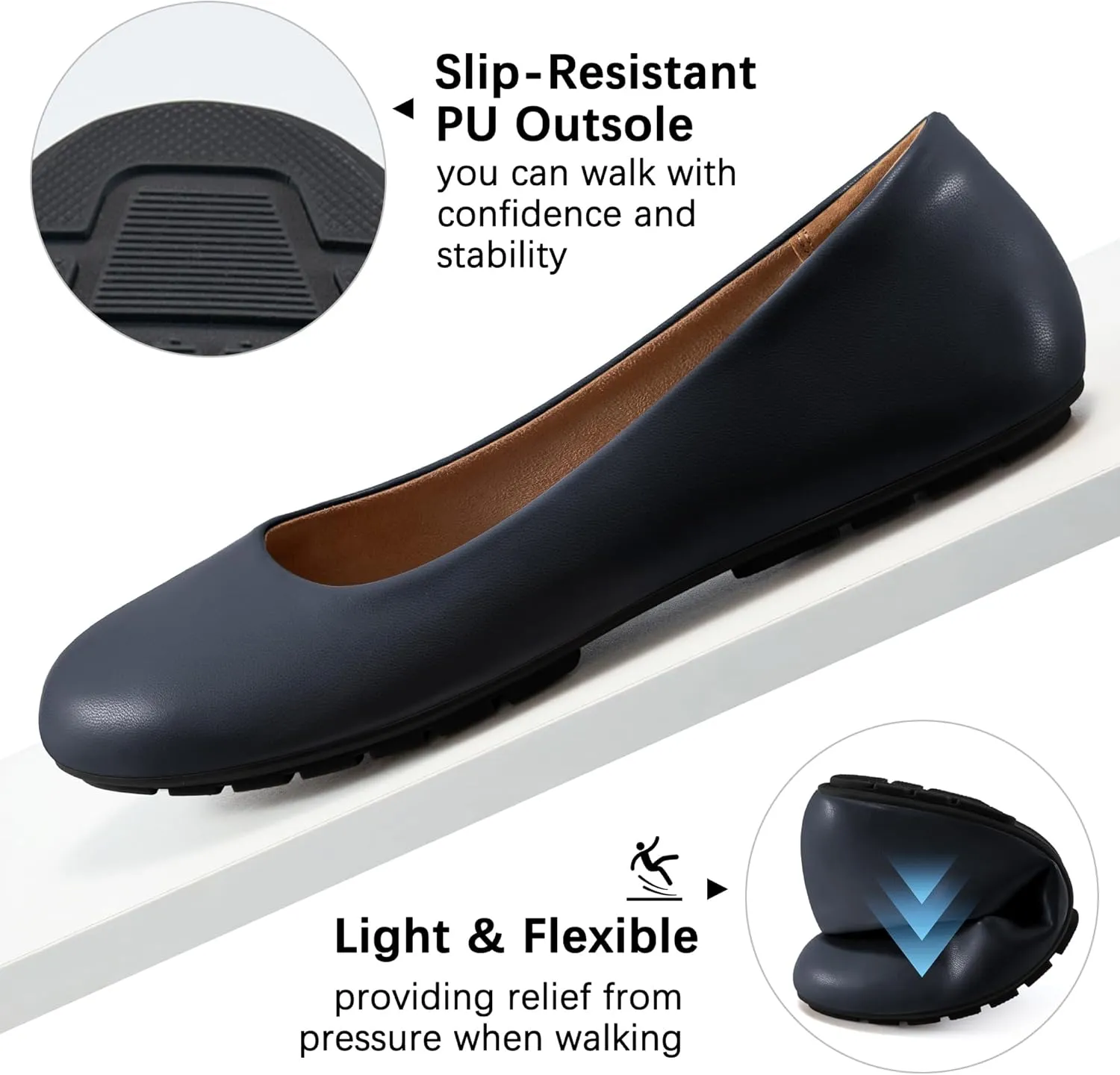 Aomigoct Flats for Women Ballets Shoes: Dress Slip Comfortable Work Flats for 2025 - Casual Ladies Wedding Walking Flat