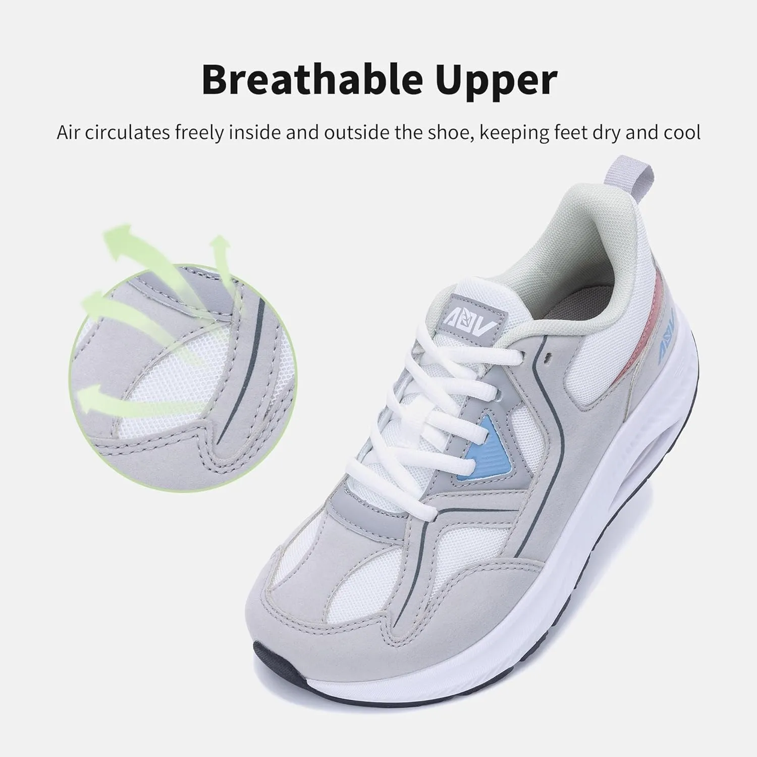 AOV Wide Toe Box Shoes Women Arch Support Walking Shoes for Plantar Fasciitis Orthotic Tennis Sneakers