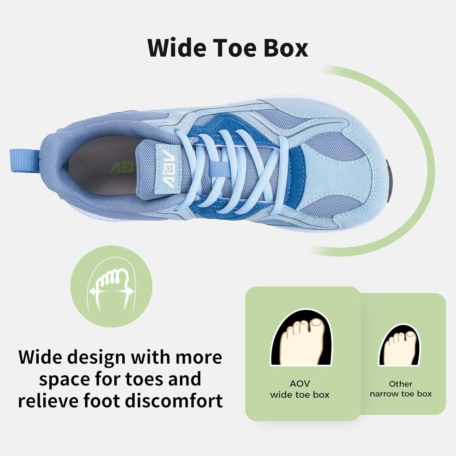 AOV Wide Toe Box Shoes Women Arch Support Walking Shoes for Plantar Fasciitis Orthotic Tennis Sneakers