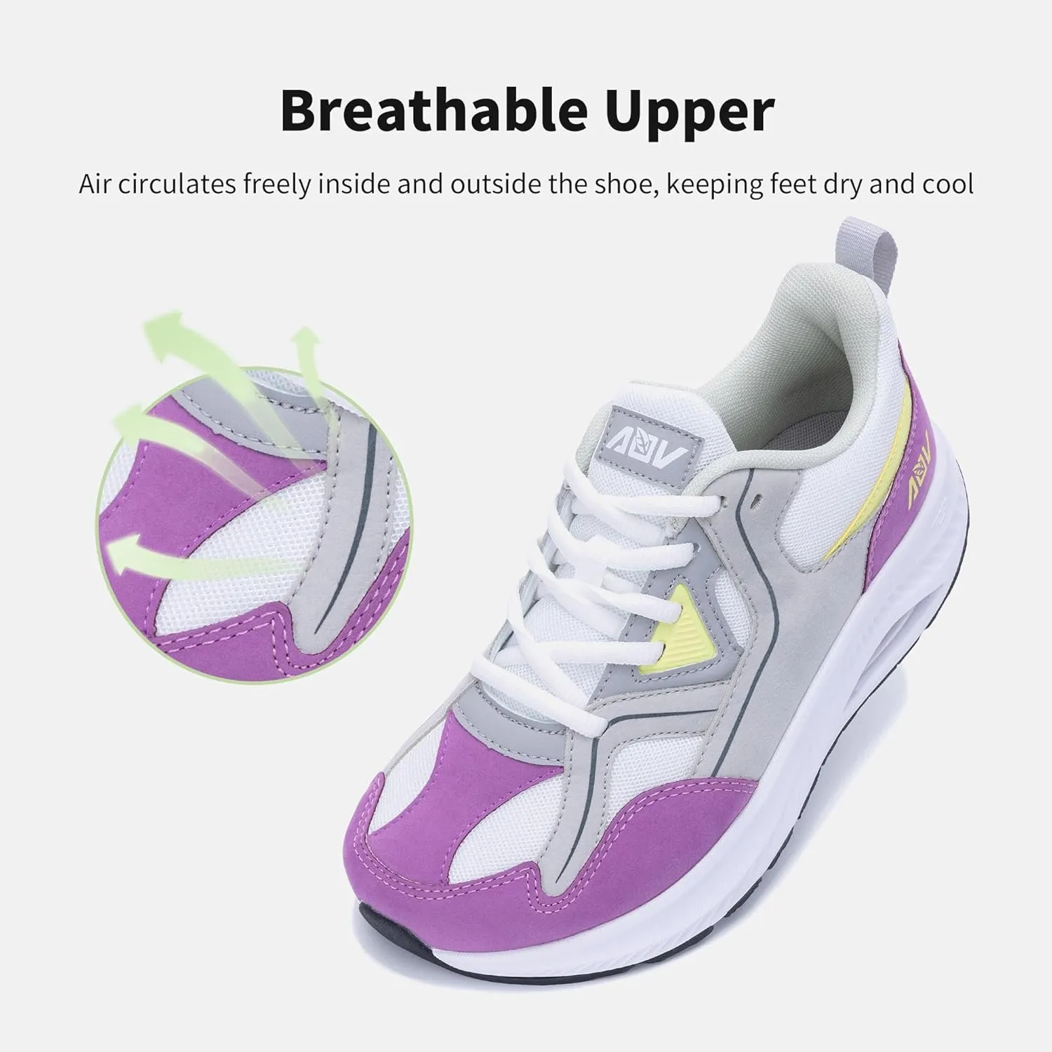 AOV Wide Toe Box Shoes Women Arch Support Walking Shoes for Plantar Fasciitis Orthotic Tennis Sneakers