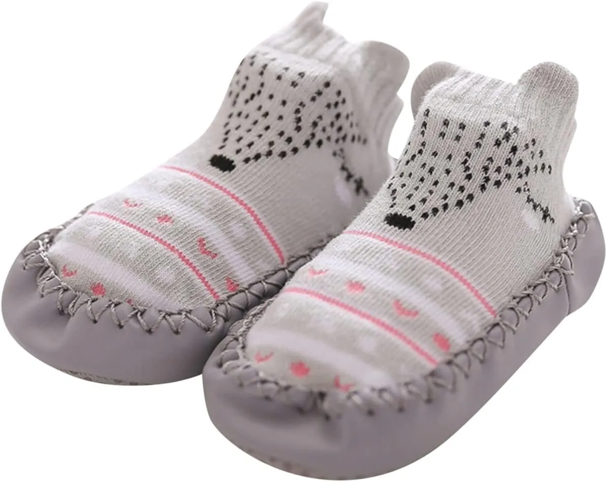 Baby Girl Shoes, 0-24 Months Newborn Baby Boys Girls Cartoon Sock Shoes Non-Slip First Walkers Shoes Black Boots