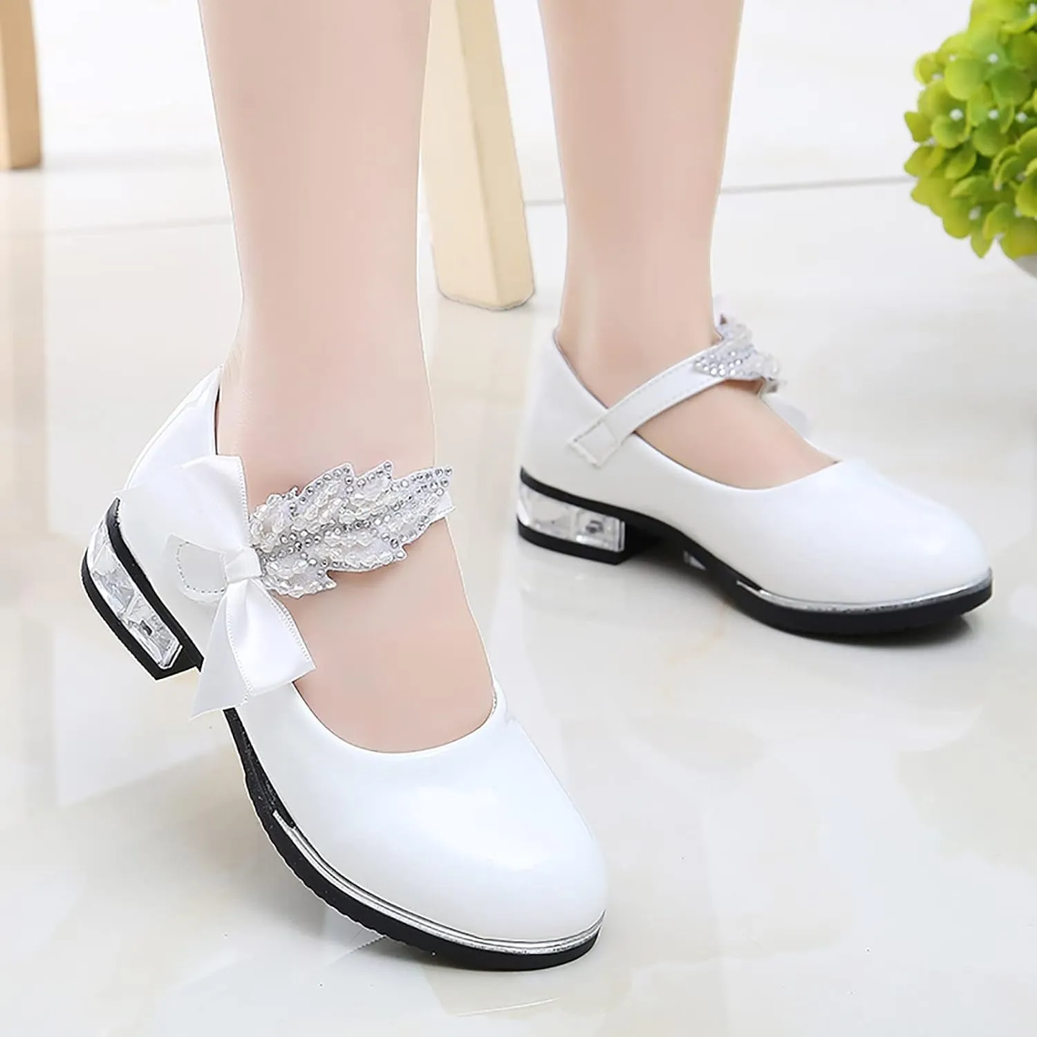 Baby Girl Shoes, 3-13 Years Little Girls Kids Low Heel Bowknot Princess Shoes Wedding School Party Dress Shoes