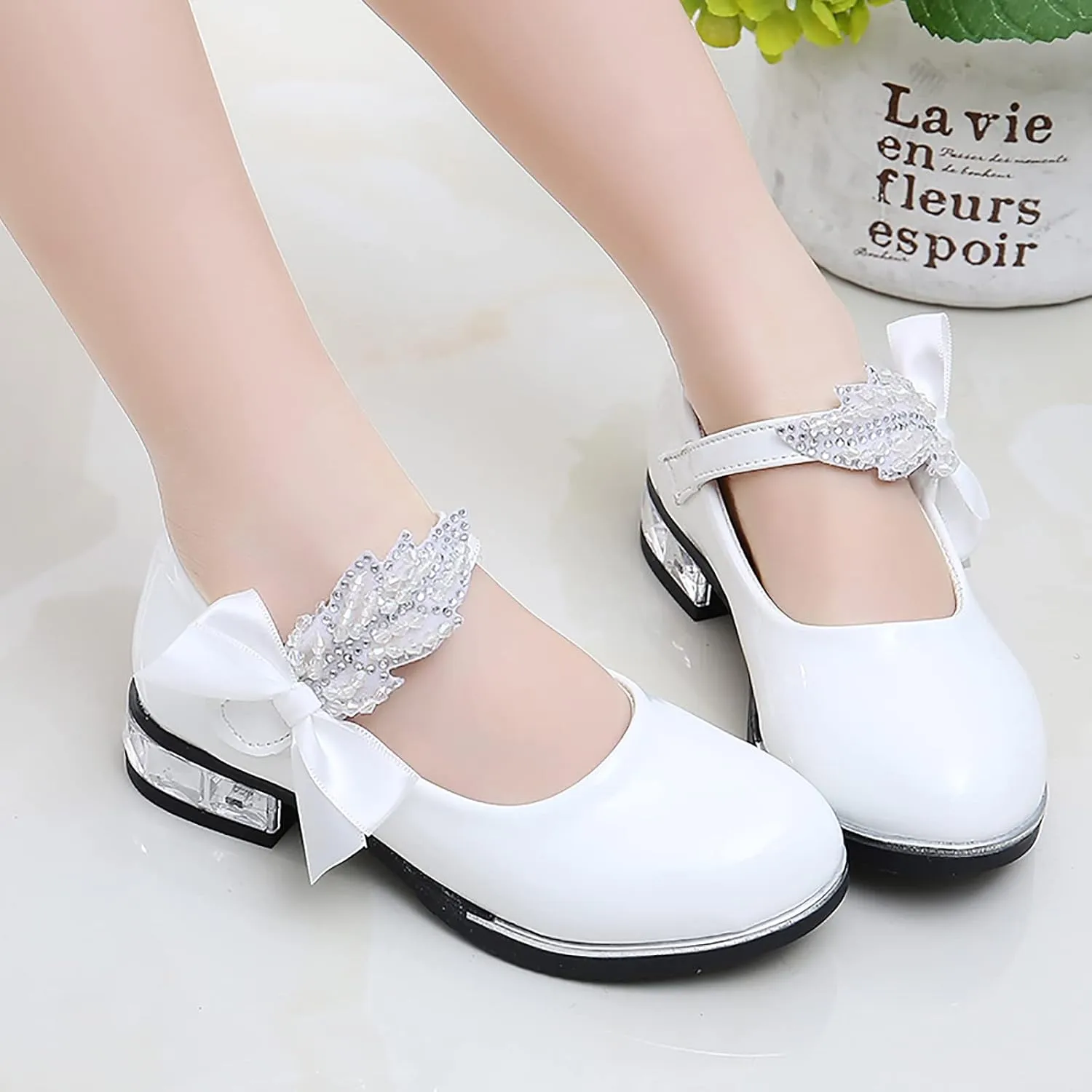 Baby Girl Shoes, 3-13 Years Little Girls Kids Low Heel Bowknot Princess Shoes Wedding School Party Dress Shoes