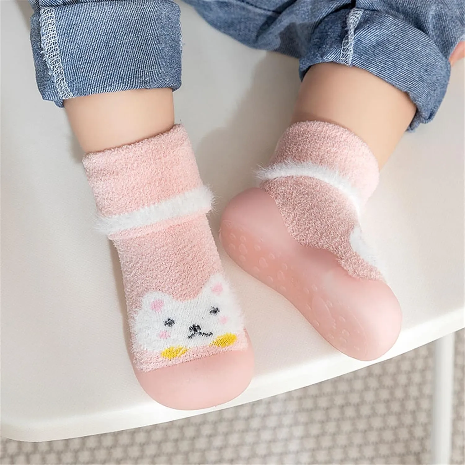 Baby Girl Shoes,Baby Sock Shoes Infant Boys Cartoon Fleece Warm The Floor Socks Non Slip Prewalker Shoes 0-3 Years