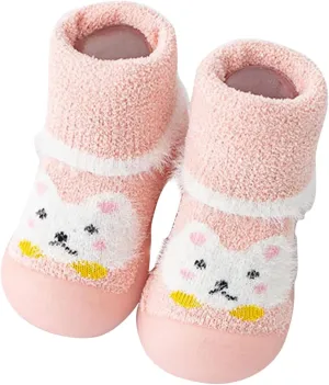 Baby Girl Shoes,Baby Sock Shoes Infant Boys Cartoon Fleece Warm The Floor Socks Non Slip Prewalker Shoes 0-3 Years