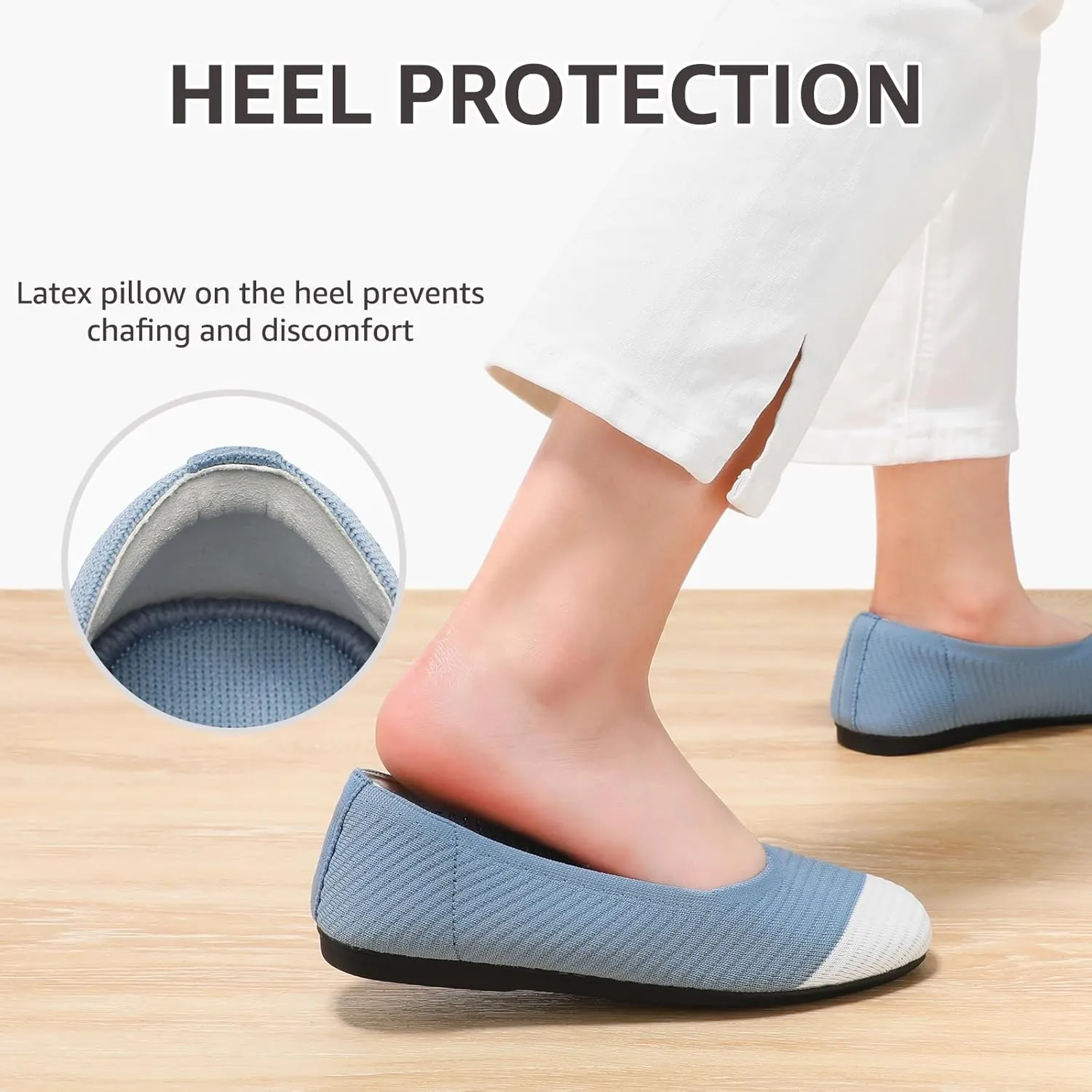 Bacia Women Flats Shoes Square Toe Ballet Flats Washable Fashion Two Toned Casual Office Shoes