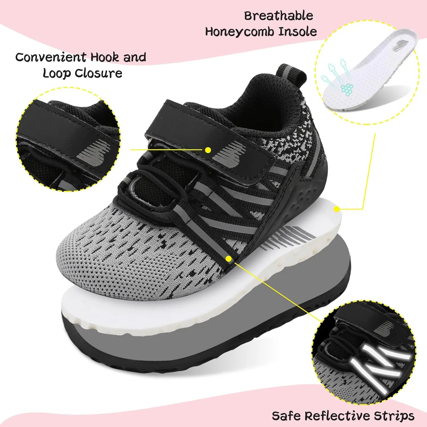 BARERUN Baby Sneakers Toddler Shoes Soft Anti-Slip Sole Newborn First Walkers Infant Toddler Breathable Athletic Running Shoes