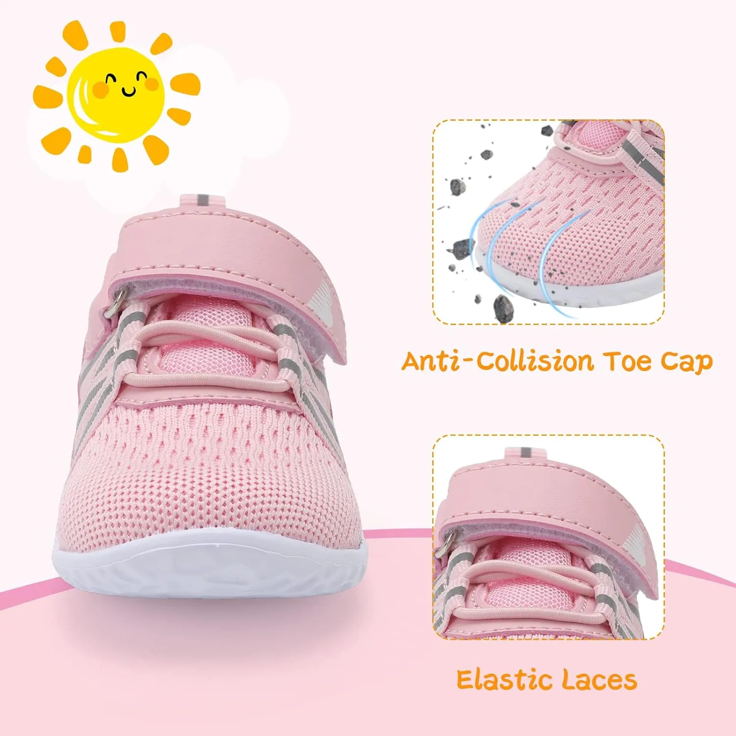 BARERUN Baby Sneakers Toddler Shoes Soft Anti-Slip Sole Newborn First Walkers Infant Toddler Breathable Athletic Running Shoes