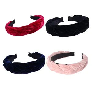 BESTYASH 4pcs Gold Velvet Headband Hair Clip Headbands Braid Head Wraps Flannelette Hair Bands Lace Wide