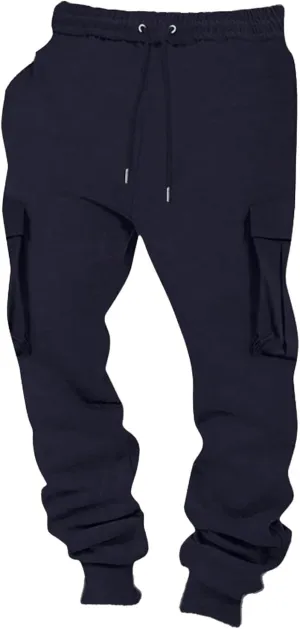 BIFUTON Cargo Joggers Men,Baggy Sweatpants Men Cotton Elastic Waist Drawstring Running Pants Warm Workout Pants with Pockets