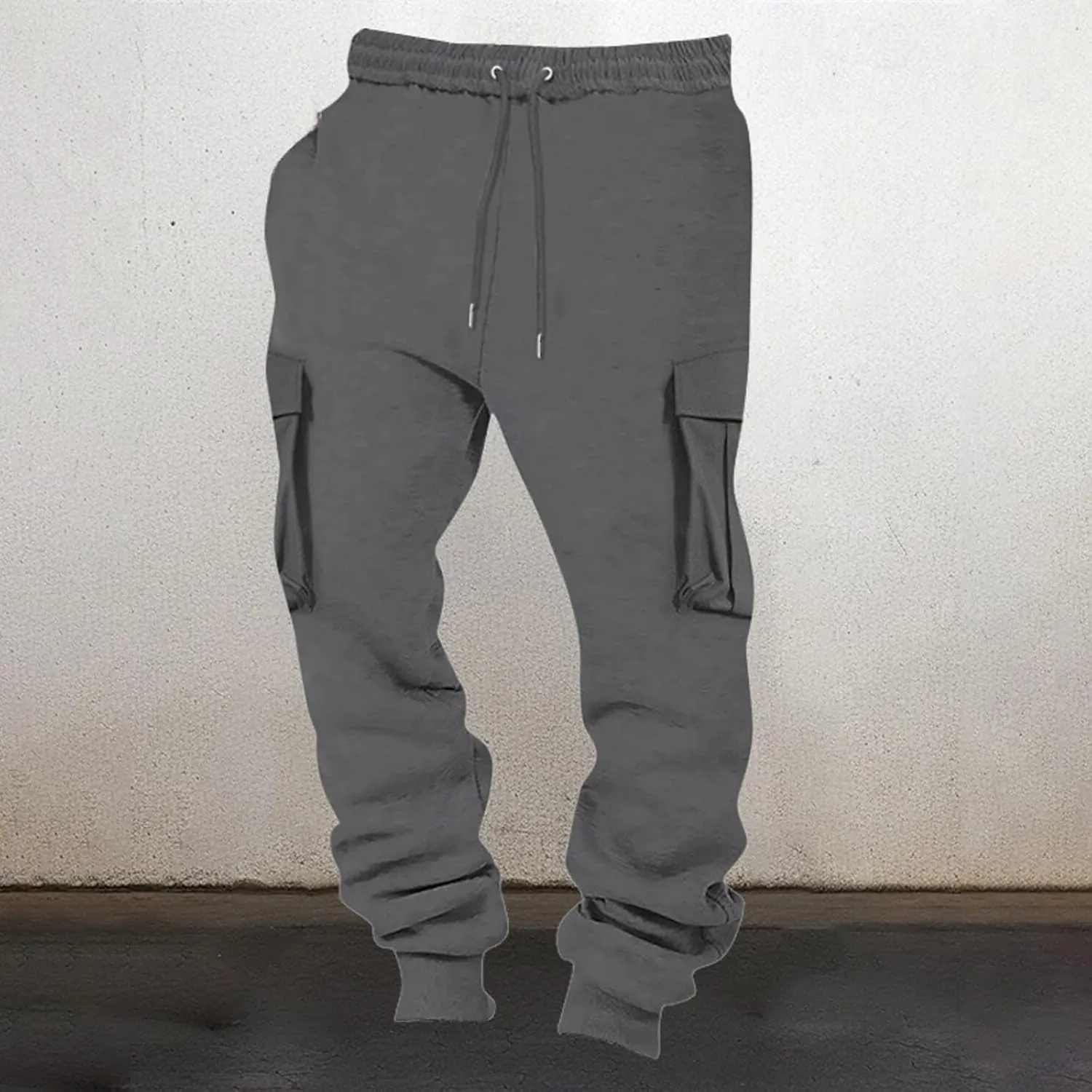BIFUTON Cargo Joggers Men,Baggy Sweatpants Men Cotton Elastic Waist Drawstring Running Pants Warm Workout Pants with Pockets