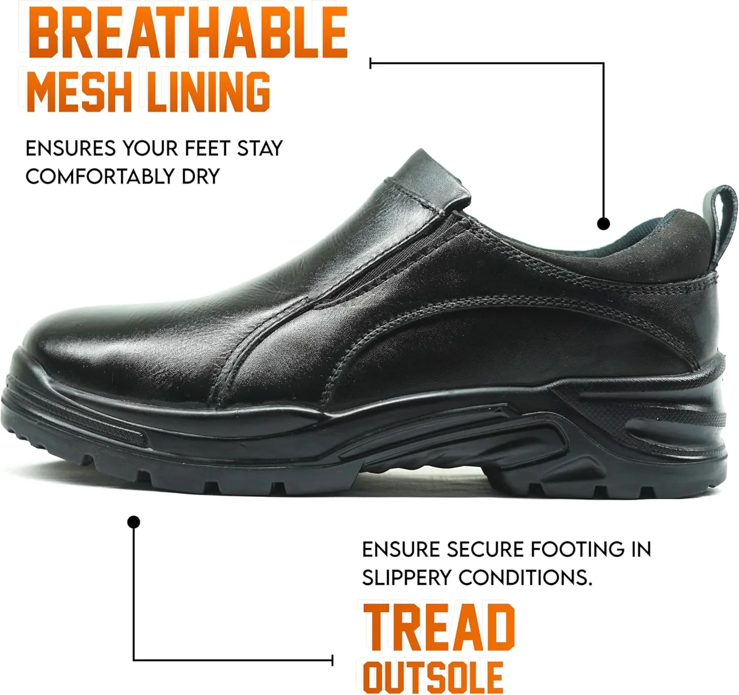 Black Waterproof Steel Toe Work Boots for Men & Women | Women & Men's Steel Toe Boots | Non-Slip- Slip-On Safety Sneakers-Industrial Shoes for Construction, Warehouse, and Outdoor Work Shoes for Youth & Adult