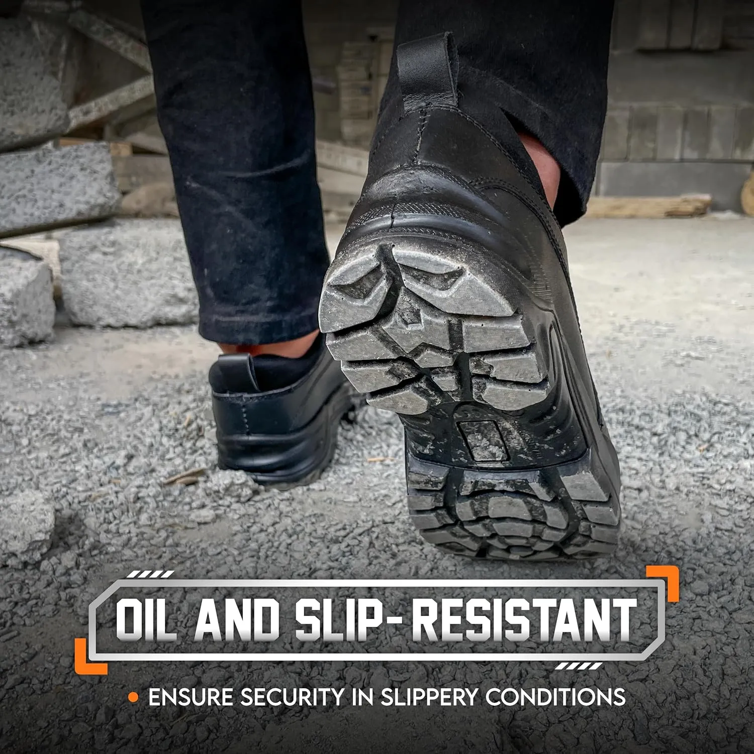 Black Waterproof Steel Toe Work Boots for Men & Women | Women & Men's Steel Toe Boots | Non-Slip- Slip-On Safety Sneakers-Industrial Shoes for Construction, Warehouse, and Outdoor Work Shoes for Youth & Adult
