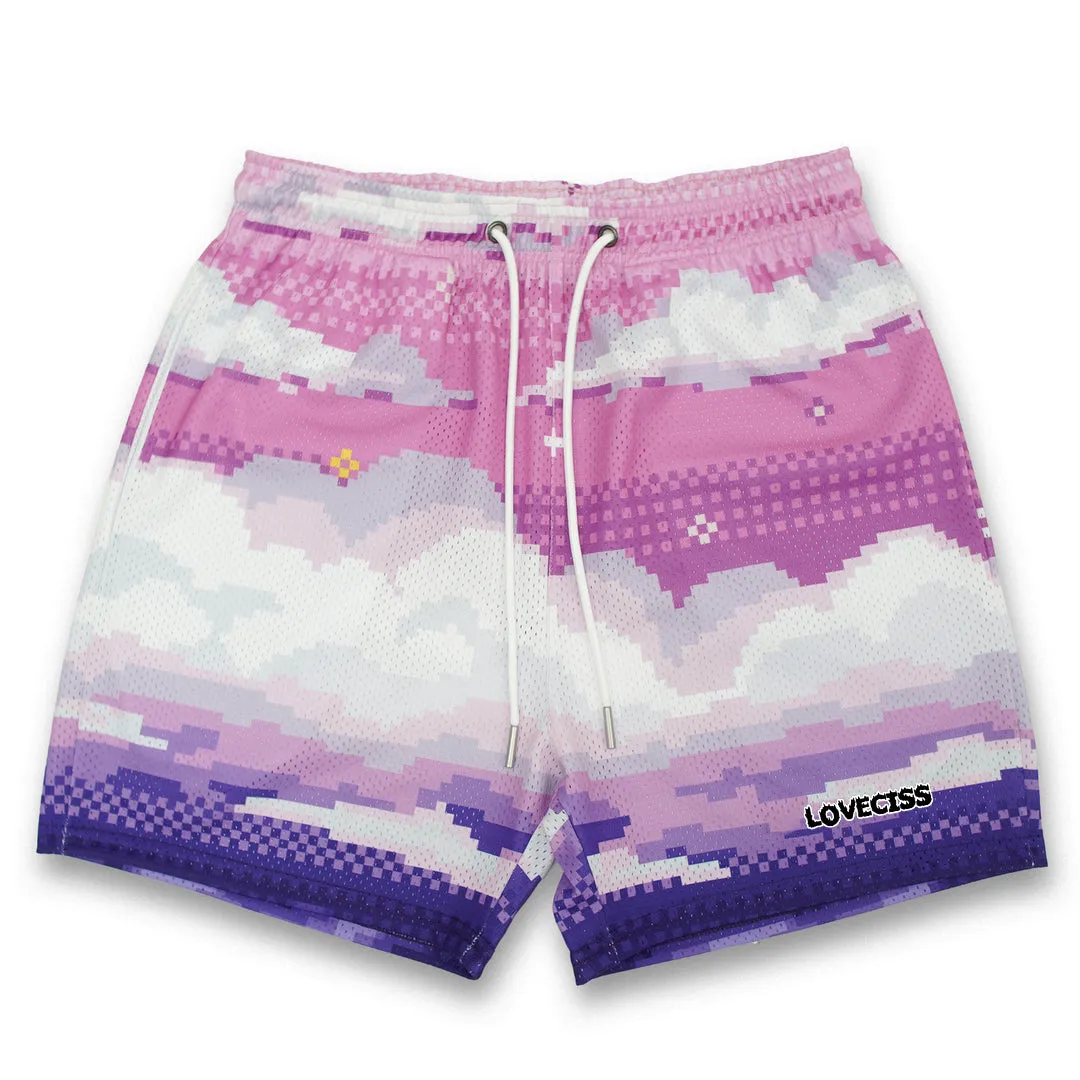 Blavra Gradient Sky Fundamental Printing Casual Mesh Shorts