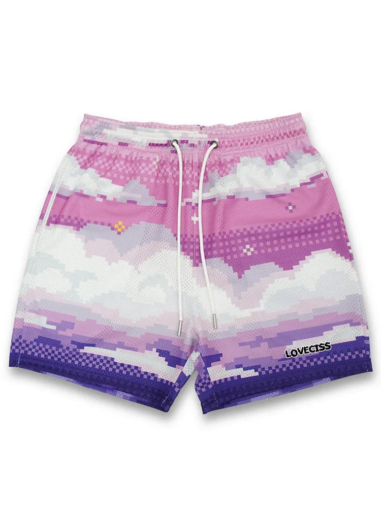 Blavra Gradient Sky Fundamental Printing Casual Mesh Shorts