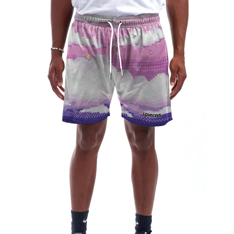 Blavra Gradient Sky Fundamental Printing Casual Mesh Shorts