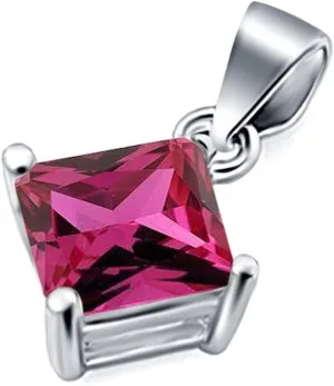 Blue Apple Co. Solitaire Princess Cut Square Simulated Cubic Zirconia Pendant for Necklace 925 Sterling Silver