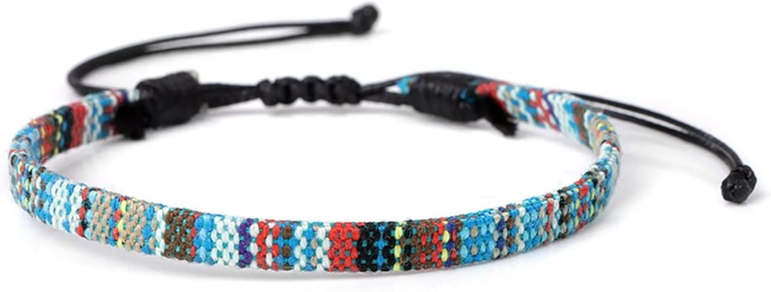 Boho Bracelets for Women,Adjustable Hemp Braided Bracelets Wristbands Friendship Woven Bracelets Handmade Gifts for Friends