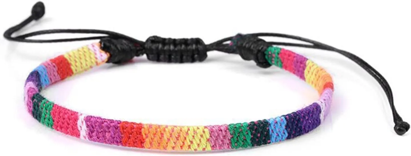 Boho Bracelets for Women,Adjustable Hemp Braided Bracelets Wristbands Friendship Woven Bracelets Handmade Gifts for Friends